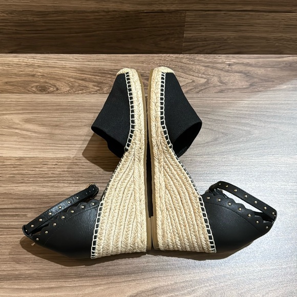 Kate Spade Black Palma Espadrilles Ankle Strap Gold Tone Accent Wedge 8 NWOB - Picture 12 of 17